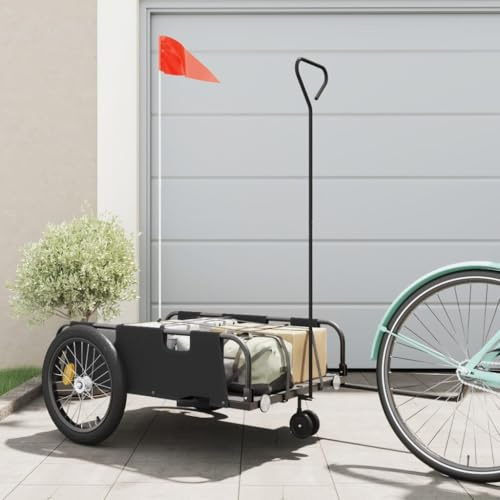 ShGaxin Fahrradanhänger Schwarz Oxford-Gewebe und Eisen, Fahrrad Anhänger, Lastenanhänger, Handwagen, Fahrrad-lastenanhänger, Lastenfahrrad - 94199
