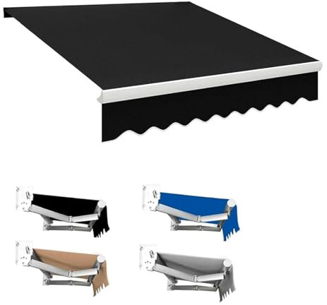 SXKJQER Markisenbespannung Canvas Markisenstoff (ohne Rahmen) Markisen Ersatzstoff Markisenstoff Wechseln Balkonmarkisen Sonnenschutz Stoff Außen Markisenstoff Wasserdicht(Noir,4.5x3.5m(14.7x11.5ft))