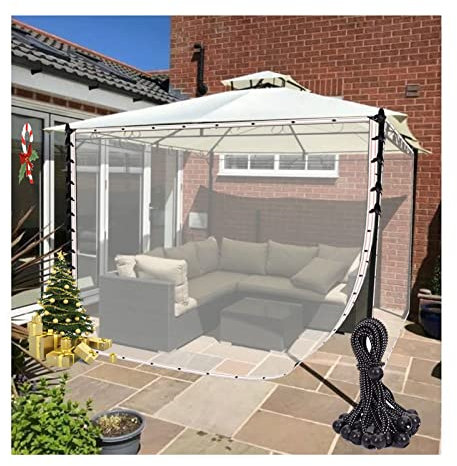 Transparente Terrassenvorhänge für den Außenbereich, wasserdicht, mit Ösen und elastischer Kordel, 20 x 34 cm, 0,3 mm dick, ideal für Terrassensicht- und Sonnenschutz