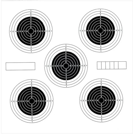 ADCHOP Dianas 14 x 14 cms Paquete de 50 Unidades en cartón de 6 grs para Tiro al Blanco: Airsoft, Aire comprimido, perdigón balín. Estándares para práctica y competición.