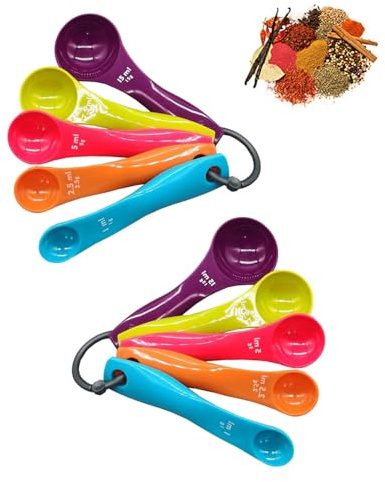 FDCGAS Ensemble de cuillères doseuses - 2 pcs 5 cuillères doseuses de différentes capacités, cuillères doseuses en Plastique pour Outils de Mesure de liquides et de poudres,doseuse Plastique