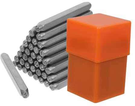 BUGUUYO Komplettes 37-teiliges Zahlen-/Buchstabenstanzer-Set 3 mm Stahlprägeset für Metall Kunststoff Holz