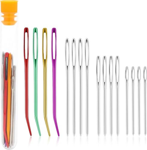 16 Pcs Large Eye Blunt Needles - Assorted Sizes Darning Needles for Crochet Needles, Wool, Tapestry Needle Yarn Needle, Needles for Sewing Up Knitting for Crochet DIY Crafts