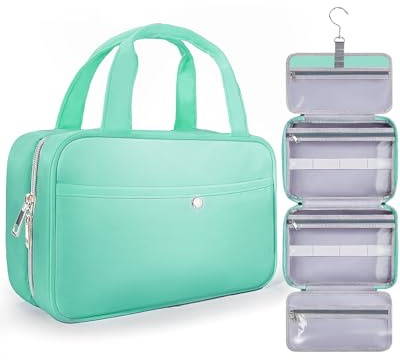 Chakipee Reise Kulturbeutel zum Aufhängen für Damen – Wasserdichter Kosmetiktasche Kosmetiktasche mit Klarfenster, Leichte Waschtasche für Essentials, Make-up, Shampoo, Kulturtasche,Grün, Mittel