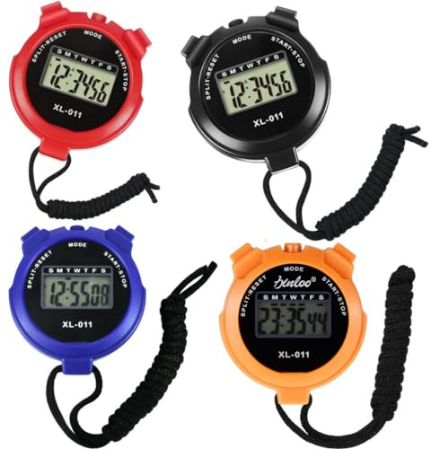 Stopwatches, Digital Sports Stop watch, referee kit, Handheld stopwatch Split Lap Timer, Neck Stopwatch, Shockproof Waterproof Stopwatch with LCD Display for Coaches Swimming Running Training (Black)
