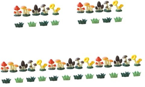 GANAZONO 5sets Miniature Di Funghi e Prato Resina Per Decorazione Di Bonsai Di Ornamenti Naturali Per Paesaggio e Giardinaggio Decorativo