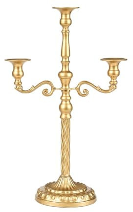 Goldener amerikanischer Vintage-Kerzenhalter, Desktop-Kerzenhalter aus Metall, Ornamentgröße