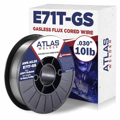 ATLASWELDER Flux Core Welding Wire, E71T-GS .030 Inch 10LB, Gasless Mild Steel MIG Welding Wire with Low Spatter for All Position Welding