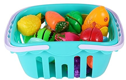 JUMPLAWN 21pièces Jouet De Cuisine à Découper pour Garçon Fille Jouet De Fruits Et Légumes Artificiels Lot Panier pour Filles Et Garçons