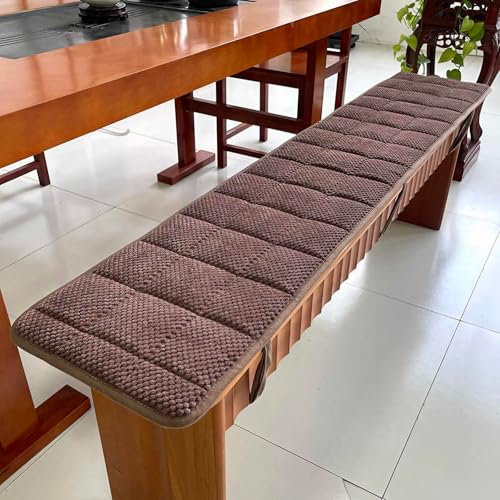 YSPZDQ Dicke Cord Bankauflage mit Rutschfester Rückseite & Fixierbändern – Waschbare Sitzpolster für Fensterbank, Esszimmer, Terrasse (Innen/Außen)(Brown,35 x 180cm)