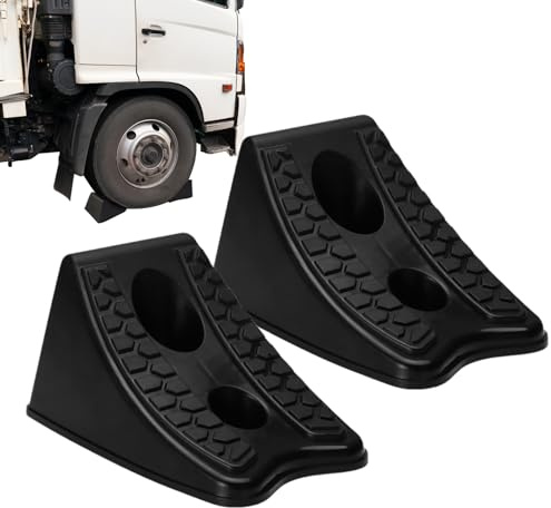 Cuñas para ruedas de coche - herramientas antivuelco, 2 topes de estacionamiento | Protectores de neumáticos, topes de freno, cuñas estriadas, estribos resistentes para caravanas, autocaravanas, coche
