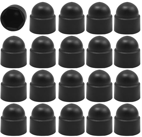 M10(17mm) Nut and Bolt, 20Pcs Black Screw Caps Hex Nut Covers, Dome Screw Nut Cover Set, Plastic Protective Wheel Nuts Covers for M10 and Bolt Applications, Hex Nuts Cover for Outdoor UseB0F9YPWD62