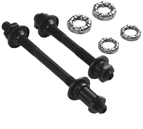 Bicycle Hub Axle Set Front 108mm Rear 145mm with Steel Ball Bearings 3/16 1/4 Inch for Mountain Road Bike Replacement Parts