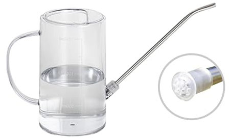 Annaffiatoio a becco lungo, capacità 1,5 l, con comoda impugnatura e facile controllo, design trasparente, accessori da giardinaggio, in acciaio inox, con beccuccio lungo