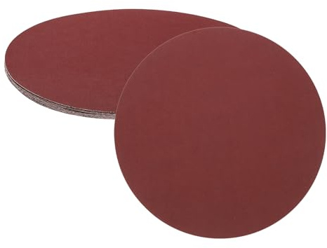 sourcing map 15 discos de lijado PSA de 8 pulgadas, papel de lija autoadhesivo de óxido de aluminio de grano 240, papel de lija redondo sin agujeros, pintura de automóvil de arena, madera, metal