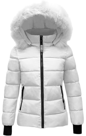 SCBFDI Veste Vtt, Veste Hiver Polaire Femme Chaude Vêtements de Sport pour Travail Vetement Fille Manteau Ado Duffle Coat Capuche Parka Vestes Blanc Xl