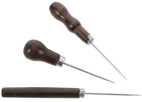 DEARMAMY 3pezzi Strumento per Perforare la Pelle Punteruolo per Cucire Mano Strumento per Rilegatura di Libri Allacciatura in Paracord Perline e Lavorazione della Pelle Punteruolo
