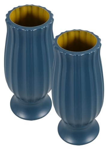 Sewroro Vasi Funerari Resistenti alle Intemperie in Plastica Navy Blue 2 Pezzi, Vasi Commemorativi per Tombe Conici per Esterno, Portafiori per Cimitero ad Alta Stabilità e Ampia Capienza