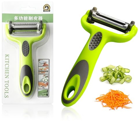 3 en 1 Pelador de Verduras | Pelador de Patatas + Pelador Serrado para Frutas y Verduras + Cortador Juliana | Giratorio para Pelar Papas | Pelador Multifuncional para Pelar Frutas y Verduras