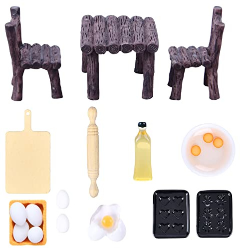 Aolso Mobili per Casa delle Bambole, Accessori per Casa delle Bambole in Miniatura da 17 Pezzi - Nero