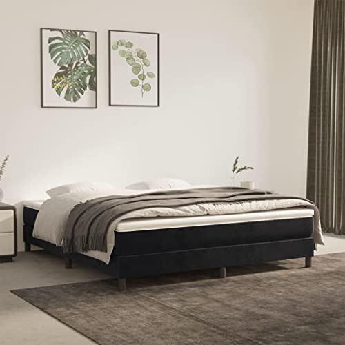 Xuvaracle fickfjädermadrass medium med sammetsöverdrag svart 160 x 200 x 20 cm bekvämt skum, ventilerande liggyta, fjäderkärna för ryggstöd och tryckavlastning i sovrummet