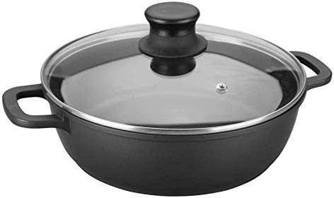 LACOR 25832 - Cacerola Baja, Negro, 32 cm - Uso Profesional y Doméstico | Para guisos y cocciones uniformes; diseñado para acompañarte en tus preparaciones diarias con comodidad y buen resultado