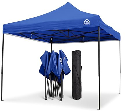 All Seasons Gazebos | 3x3m Pop Up Gazebo con pacchetto accessori e borsa con ruote | Resistente, completamente impermeabile, di alta qualità (Blu Reale)