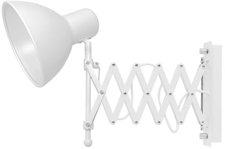 Licht-Erlebnisse Wandleuchte Innen Metall in Weiß für Wohnzimmer Schlafzimmer B:17 cm E27 ausziehbar Schalter flexible Retro Wandlampe Büro HARMONY