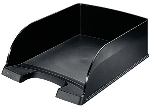 Leitz Briefkorb A4 Jumbo, Briefablage mit extra großem Fassungsvermögen in Premium-Qualität, Stapelbares Ablagefach als Schreibtisch-Organizer, Kombinierbar mit Plus-Serie, Schwarz, 52330095