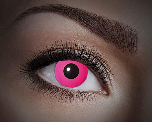 Zoelibat Eyecatcher 84027541-053 - Farbige UV-Kontaktlinsen, 1 Paar, für 12 Monate, Neon Pink, leuchtend, Karneval, Fasching, Halloween