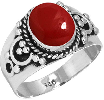 Jeweloporium Natürlicher Edelsteinring für Frauen, Perle, Karneol, Amethyst, Bernstein, oval, Boho, echtes 925er Sterlingsilber, handgefertigter Schmuck