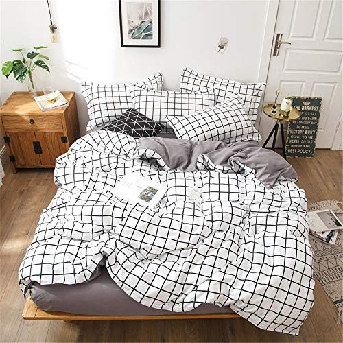 FANSU Set di Biancheria da Letto Matrimoniale de 4 Pezzi, Set Plaid Copripiumino per Letto Matrimoniale Chiusura a Zip con Lenzuola Piane e 2 federe (140x200cm,Bianco)