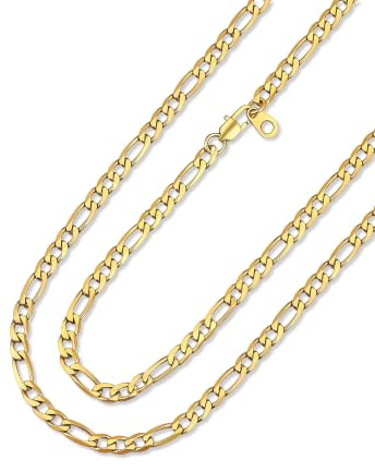 ChainsHouse Halskette Herren Damen Figaro Kette 4/6/9/13MM breit Figarokette Edelstahl 3+1 Glieder Link Gliederkette Robuste Hip Hop Kette Silber/Schwarz/Vergoldet Halsschmuck Länge 36-76cm