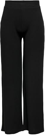ONLY Pantalon Large Taille élastique Coupe Droite élégante et Confortable pour Femmes, Couleurs:Noir, Taille:L