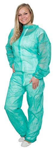 10 x Einweg Overall Premium Grün Gr. XXL | Overall mit Kragen | Maleroverall Schutzanzug für leichte Malerarbeiten, Lackierarbeiten, Reinigungsarbeiten | Maleranzug Schutzkleidung Einweganzug