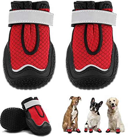 Hcpet Hundeschuhe für große Hunde, Hundeschuhe für heißen Bürgersteig im Winter, Schnee, Pfotenschutz, Hundeschuhe für Komfort und Atmungsaktivität, Outdoor-Stiefel für kleine, mittelgroße Hunde zum
