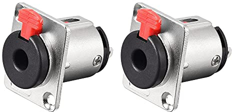 sourcing map 6,35 mm 1/4 Zoll Stereo TRS Audio Buchse Stecker Panel Chassis Mount - 6,35 mm Stereo Buchse 2 Stück