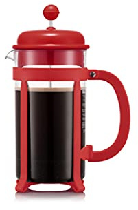 BODUM 1908-04 JAVA Kaffeebereiter mit Kunststoffrahmen und Deckel, 8 Tassen, 1.0 L, Rot
