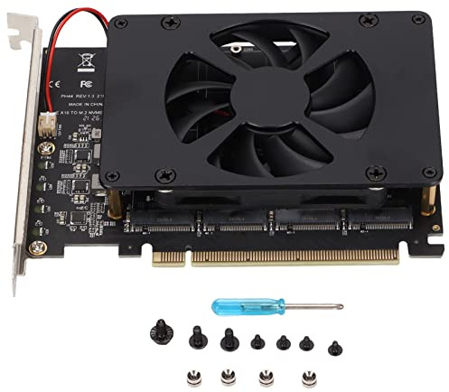 M.2 NVME auf PCIe Adapter, Adapterkarte NVME M.2 auf PCIE X16 4 Ports 32 Gbit/s Erweiterungskarte Computerzubehör mit Verbessertem Lüfter