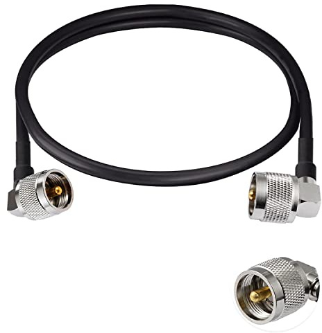 Vecys Ponticello UHF Maschio PL-259 Ad Angolo Retto a UHF Maschio PL-259 Ad Angolo Retto A Bassa Perdita Cavo Coassiale RG58 23.6 / 60 CM per Walkie Talkie CB Radio SWR Antenna Analyzer