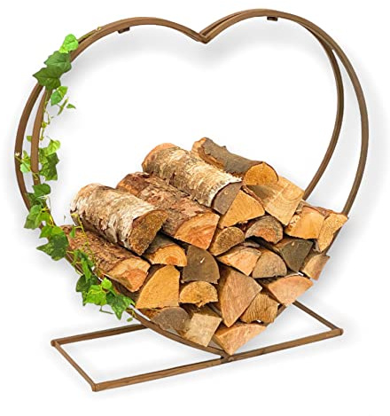 DanDiBo Kaminholzregal Innen Metall Herz Kaminholzständer 2013221 XL 78 cm Holzkorb Kaminholzhalter Holzregal Feuerholzhalter Deko