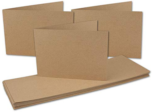 25x Vintage Kraftpapier Falt-Karten querdoppelt DIN A6-105 x 148 mm - sandbraun - Recycling - 300 g Klapp-Karten - UmWelt by GUSTAV NEUSER