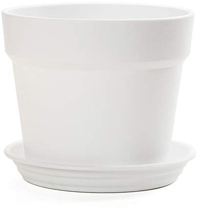 Vaso da fiori in plastica rotondo davanzale in tinta unita Vaso da fiori in plastica traspirante Protezione solare Anti-caduta Vasi per piante da 14,5-28 cm (Colore : Beige, Dimensioni : 22,8 * 22,8 *