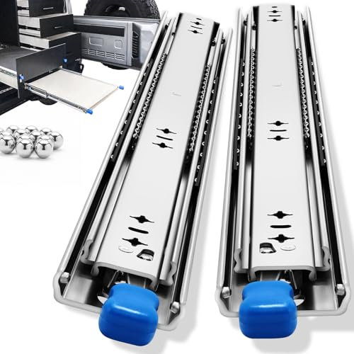 Heavy Duty Drawer Runners with Lock 300 400 500 600 700 800 900 1000 mm Full Extension Ball Bearing Slides Rails (W:53mm-Load:120 KG (with Lock), 20 inch(500mm))