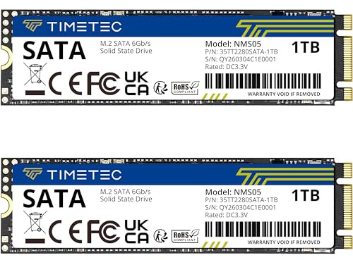 Timetec SSD 3D NAND TLC SATA III 6Gb/s M.2 2280 NGFF 64TBW Read Speed Up to 520MB/s SLC Cache Performance Boost Internal Solid State Drive for PC Computer Laptop and Desktop (2x1TB)