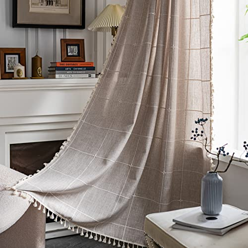 Sutuo Home Tenda bohémien per camera da letto, lunghezza 213 cm, filtra la luce, stile rustico vintage, shabby chic, nappe, decorazione per finestre, 1 pannello 132 cm di larghezza x 213 cm di