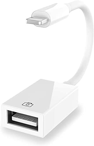 Apple MFi Certified Lightning to USB Camera Adapter for iPhone iPad Female USB 3.0 OTG Cable Adapter Support Connect Camera, Flash Drive, Card Reader, MIDI Keyboard, Mouse