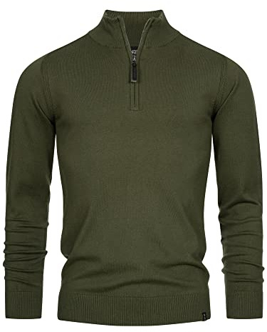 Indicode Herren Gore Strickpullover aus 80% Baumwolle mit Stehkragen | Klassischer Herrenpullover für Business und Freizeit, Strickpulli, Troyer, Freizeitpullover, Basic Pullover für Männer