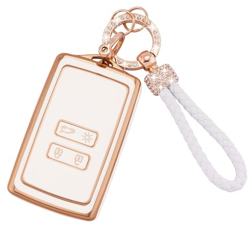Koaudb Autoschlüssel Hülle Cover Passt für Clio Megane Koleos Kadjar Talisman Captur Espace Dacia Duster 4 Tasten Schlüsseletui TPU Schlüsselhülle mit Schlüsselanhänger (Rnl)
