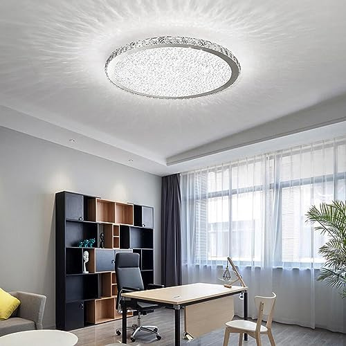 LED Büro Deckenleuchte Kristall Kreativ Schlafzimmer Leuchte Dimmbar Kinderzimmer Deckenlampe Wohnzimmerlampe mit Fernbedienung Modern Runde Glas Deckenbeleuchtung 45cm Lernzimmer Innendekoration, 24W